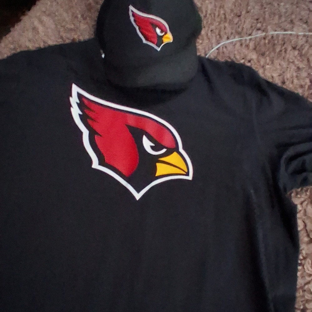 Hat Not Included Nike Black Short Sleeve Tee with Red and Yellow Logo